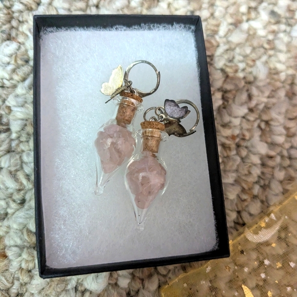 Hot Topic Jewelry - rose quartz butterfly earrings